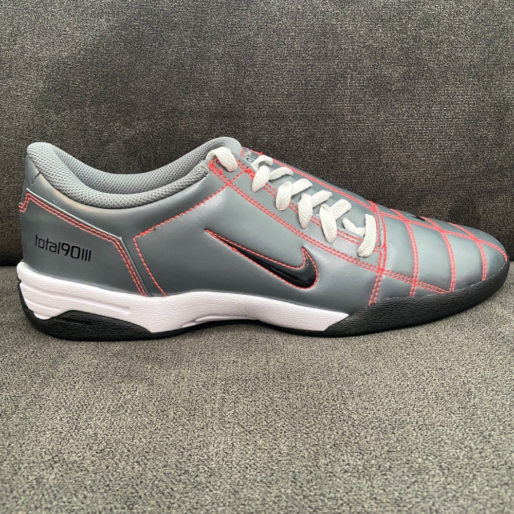 Nike Total 90 III Mens 11.5 Smoke Grey Black Red Indoor Soccer Shoes HQ2851-003